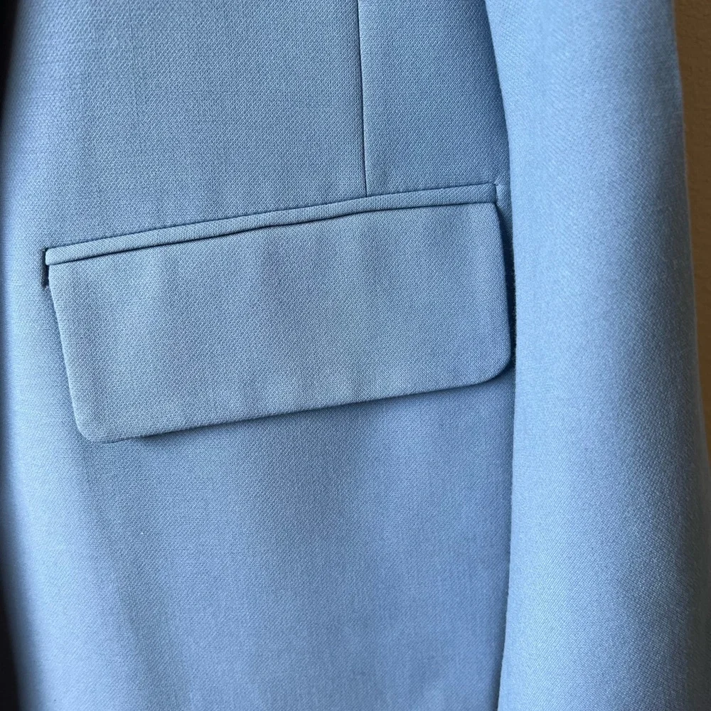 NWT Zara cornflower blue one button midi length jacket size S - Picture 4 of 9